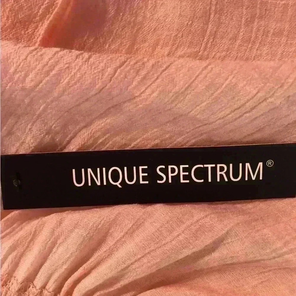 Unique Spectrum Women’s 3X Blouse Peach Gauze Lace Trim Double Bell Sleeves NWT - Picture 7 of 8